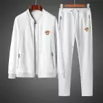 ensemble versace homme survetement jacket tracksuit round collar zipper white